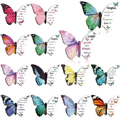 Resurhang 24 Pieces Bible Verse Magnetic Bookmarks Christian Butterfly Magnet Bookmarks Foldable Women Religious Gift for Mother's Day 1.6 x 2.2 In Inspirational Reading Page Markers for School Church