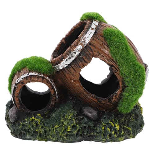 NUOBESTY Broken Barrel Fish Tank Ornament Resin Aquarium Decor Betta Fish Shrimp Hiding House Hideout Cave for Freshwater Aquariums