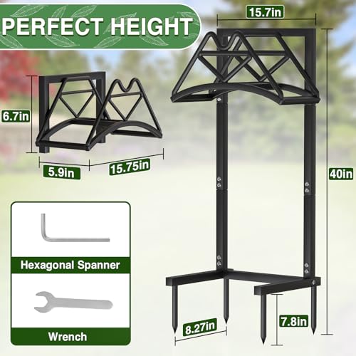 Qatsrin Garden Hose Holder Holds 160ft, Detachable Water Hose Storage Black | Heavy Duty Hose Hanger Reel, Freestanding Hose Stand Rack for Outside Yard Lawn Farm - color: Black