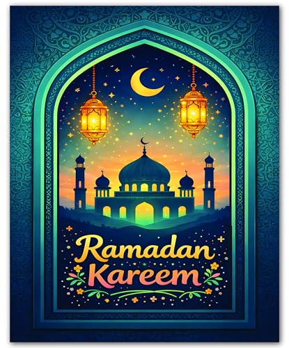 ZUKIY Islamic Wall Art - Arch Night Kareem - Muslim Wall Decor for Living Room - Islamic Home Decor - 8x10 Unframed Poster - color: Arch Night Kareem