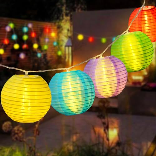 RJZZ Lantern String Lights Multicolor Lantern Lights 9.4Ft Nylon Lanterns with Lights Battery Operated 10 Count Summer String Lights Indoor Outdoor Hanging Lights for Bedroom, Nursery, Patio, Party : Sports & Outdoors