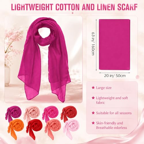 Patelai Women Summer Cotton Scarves Lady Light Soft Long Scarf Linen Beach Shawl Wrap, Candy Color - color: Charming