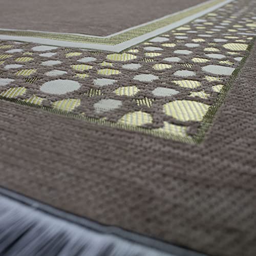 Modefa Turkish Islamic Prayer Mat - Thin Woven Chenille Sajjadah - Intricate Praying Rug Ramadan Eid Gift - Traditional Muslim Janamaz Sajada for Men Women - Geometric Selcuk Star (Beige) - color: Beige