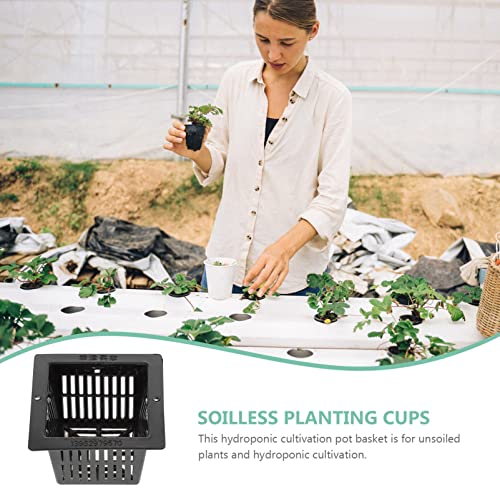 Yardwe 20pcs Planting Mesh Net Cup Square Plant Net Pots Plant Basket for Hydroponics Aquaponics Orchids - size: 20PCS