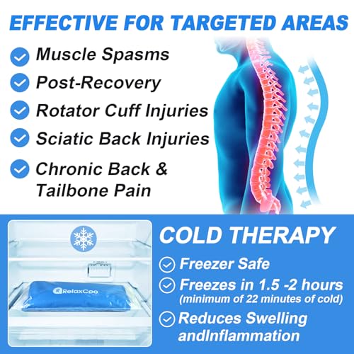 RelaxCoo Large Flexible Ice Pack for Injuries Reusable Gel, 11x14.5 Inches, Cold Compress for Hip, Shoulder, Knee, Back Pain, Swelling, Bruises, Surgery - style: BLUE