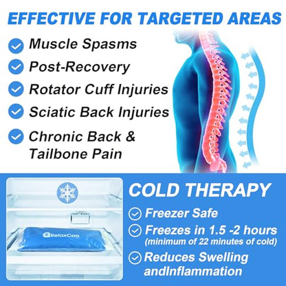 RelaxCoo Large Flexible Ice Pack for Injuries Reusable Gel, 11x14.5 Inches, Cold Compress for Hip, Shoulder, Knee, Back Pain, Swelling, Bruises, Surgery - style: BLUE