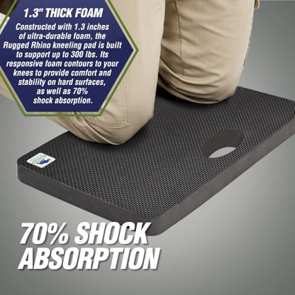 RUGGED RHINO Heavy Duty Patent Pending Kneeling Pad, Shock Absorbent Thick Knee Pads, Holds Up to 300 lbs, Protect Knees from Hard Concrete Surfaces, For Mechanics, Yard Gardening, Gym, Onyx Black - color: Onyx Black