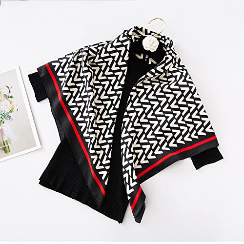 YOUR SMILE Silk Like Scarf Women's Fashion Pattern Large Square Satin Headscarf Headdress - color: Cherry