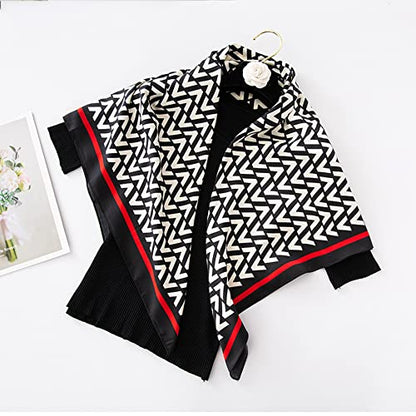 YOUR SMILE Silk Like Scarf Women's Fashion Pattern Large Square Satin Headscarf Headdress - color: Cherry