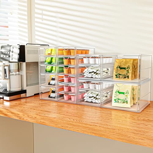ARSTPEOE 30-Drawer Acrylic Storage & Makeup Organizer for Desk, Bath | Smooth-glide drawers, clear acrylic, stackable , dustproof, wipe-clean, for perler beads, rhinestones, googly eyes, lego bits - size: 30 Drawers