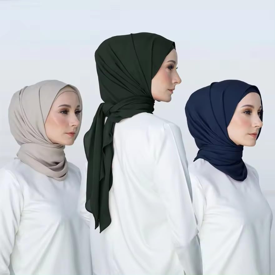 SYANKANGXIAO 4 Pieces 43Inch Square Scarf Shawls for Women Muslim Plain Wrap Hijab Head Scarf Turban - color: 35+36+37+40