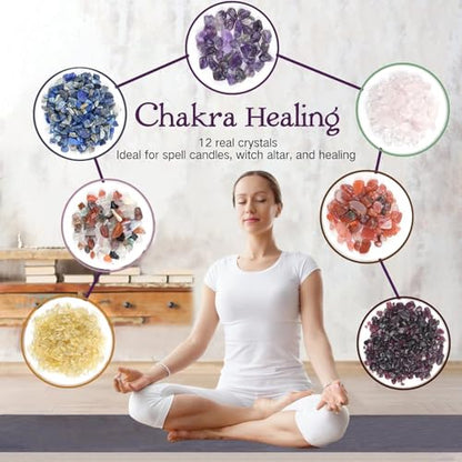 Crystal Advent Calendar 2026 Healing Crystal Natural Gemstone 24 Days Christmas Countdown Calendar for Adult - Natural Crystals Chips Bottles Gift Set for Witch Beginne