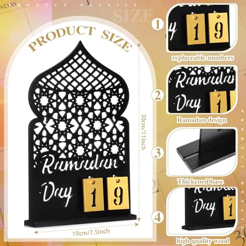 DoubleFill 라마단 달력 세트 라마단 재림절 달력 30일 나무 이드 무바라크 DIY 카운트다운 캘린더 라마단 장식 선물 라마단 테이블 장식 라마단 파티 이슬람 무슬림 액세서리(블랙) - color: 블랙.