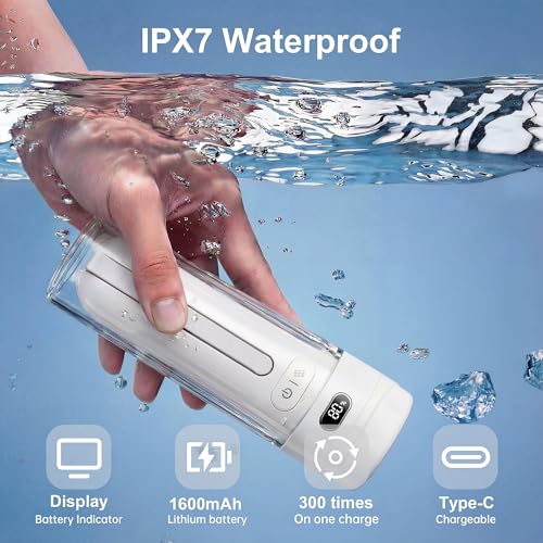 Electric Portable Bidet- Rechargeable Travel Bidet for Women, Postpartum, Hygiene | 3 Pressure Modes, 260 Uses/Charge, IPX7 Waterproof, Foldable & Compact, Standard Bottle Fit, USB-C Charging, White - color: White