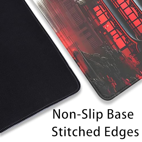 Japanese Riverside Full Moon Desk Pad Mouse Pad,Extended Large Gaming Mouse Mat with Stitched Edges,Non-Slip Waterproof Rubber Base Mousepad for Office Work Home Desk Mat(27.5X11.8 in) - color: Japanese Sunset