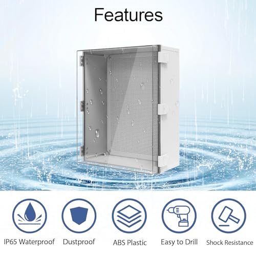 Electrical Box IP65 Waterproof ABS Plastic Enclosure Outdoor and Indoor Project Box Hinged Clear Cover with Mounting Plate Wall Brackets, Outer Dimension 19.7"x 15.7" x 7.9" - size: 19.7"x 15.7" x 7.9" (1pc)