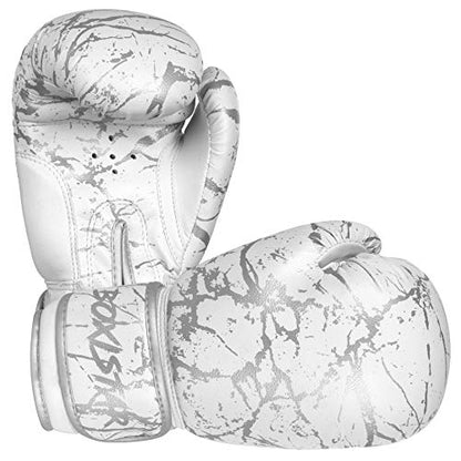 Athllete Boxistar Boxing Gloves - Men's & Women's, 8 oz to 16 oz with Optimal Padding - color: White/Metallic Silver, size: 12 oz
