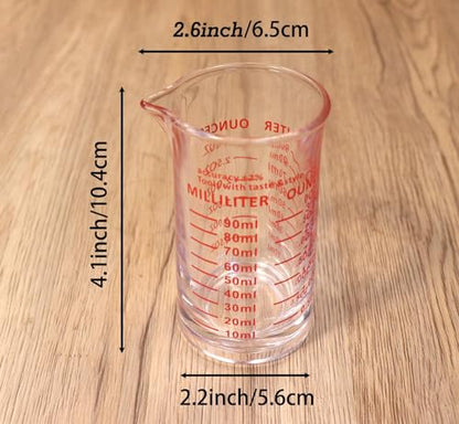 Ackers 3oz/90ml Glass Measuring Cup – Shot Glass with Double Scale-Ounce,Ml Markings for Kitchen & Bar(Pack of 2) - color: Red(Pack of 2)