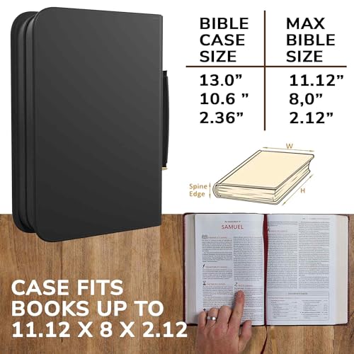 DEHITE Bible Cover Case for Men – Bible Carrying Case for Men – Black Extra Large Holder – Bag Fits Book 11.12 x 8 x 2.12 in – Pen Slots – Zippered Pocket – Premium Faux Leather – Christian Gift - size: Extra Large Black