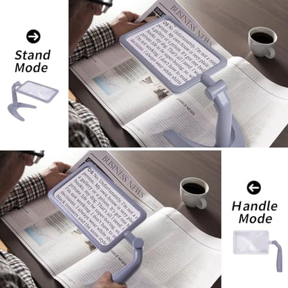 2.5X Magnifying Glass with Light and Stand, Full-Page Desktop Handheld Magnifying Glass with 48 Light for Reading Books Close Work, Powered by USB or Battery - style: 2.5X