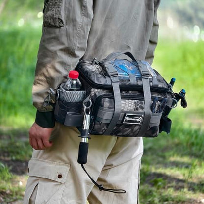 Sougayilang Fishing Tackle Bags with 3600 Tackle Tray - Fishing Tackle Storage Bags for Saltwater or Freshwater Fishing Gear - Padded Shoulder Strap - Tackle Box Bag Fishing Bag(Grey) - color: Grey with a 3600 Tackle Tray