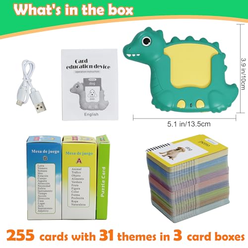 MAYAPHILOS Spanish and English Bilingual Talking Flash Cards with 510 Sight Words, Learning Toys for Toddlers Autism Learning Materials Montessori Toys for Toddlers - size: 510 Words Spanish and English