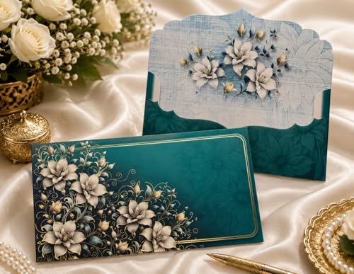 Floral Premium Wedding Shagun & Cash Gift Envelopes - size: Floral 2 envelope (10)