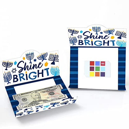 Big Dot of Happiness Hanukkah Menorah - Chanukah Holiday Party Money And Gift Card Holders - Set of 8