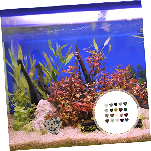 ORFOFE 20pcs Heart-Shaped Stone Adornments for Fish Tank Aquarium Crystal Stones Decorative Aquarium Landscape Decors Mixed Styles for Vibrant Underwater Scenes