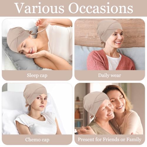 4 Pcs Satin Lined Muslim Inner Hijab Cap for Women Cross Tie Back Hijab Undercap Inner Underscarf Turban Hat - color: Cross Black Coffee Flesh Pink White