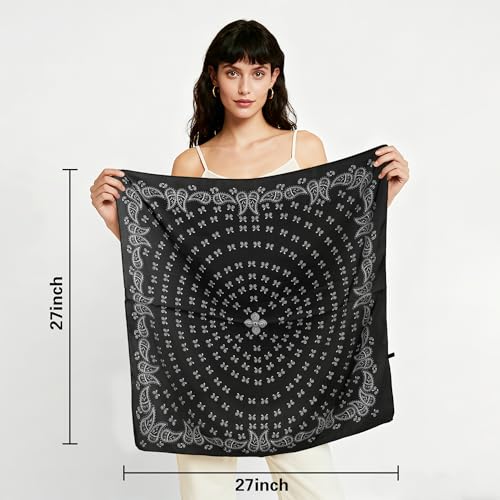 27" Head Scarf Like Satin Silk for Women,Hair Scarves Bandana,Headband Silk Feeling for Hair Wrap - color: Black