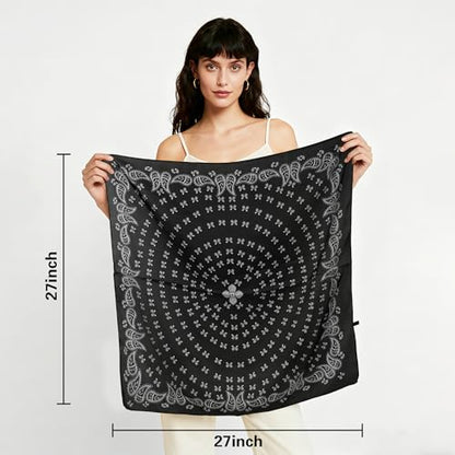 27" Head Scarf Like Satin Silk for Women,Hair Scarves Bandana,Headband Silk Feeling for Hair Wrap - color: Black