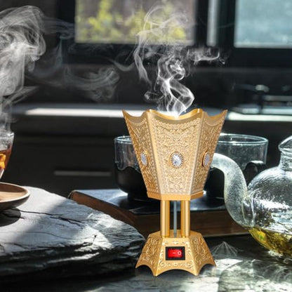 SEWACC Electric Incense Burner Plug-in Bakhoor Burner for Home Decor Middle Eastern Style Desktop Censer Table Centerpiece for Bedroom Living Room Office Yoga Spa