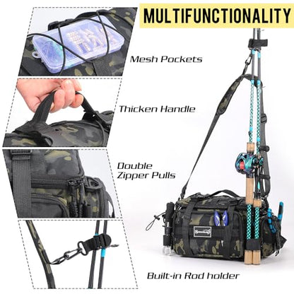 Sougayilang Fishing Tackle Bags - Fishing Tackle Storage Bags for Saltwater or Freshwater Fishing Gear - Padded Shoulder Strap - Tackle Box Bag Fishing Bag(Green) - color: Green without a 3600 Tackle Tray