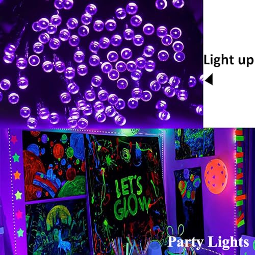 33ft Black Wire 100 LED Purple Fairy String Lights for Glow Halloween Party - color: Purple, size: 1 Pack(33 Ft Black Wire)