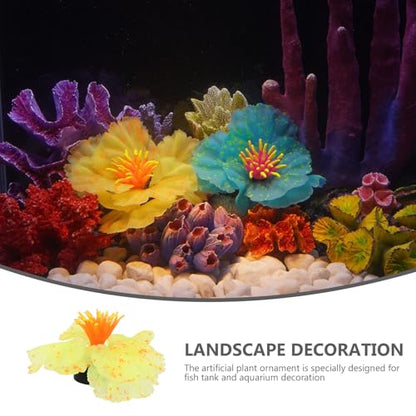 Artificial Water Grass Aquarium Decor Silicone Fish Tank Plant Ornament Lifelike Aquatic Landscape Decoration Lightweight Yellow Micro Landscape for Betta Fish and Aquariums