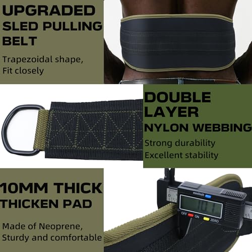 Sled Pulling Belt, Adjustable Weight Belt for Pulling with 2 Pulling Straps, Belt for Sled Pulling (One Size)