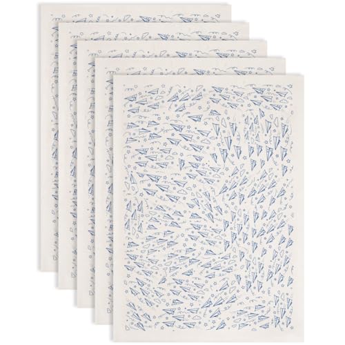 SUPERDANT 5PCS Cartoon Airplane Underglaze Paper Transfer Star Transfer Papers for Clay Ceramic Porcelain Under Glaze Transfers for Pottery Enamel Decals Blue Underglaze Decal Handcrafted Gifts - style: Paper Airplane