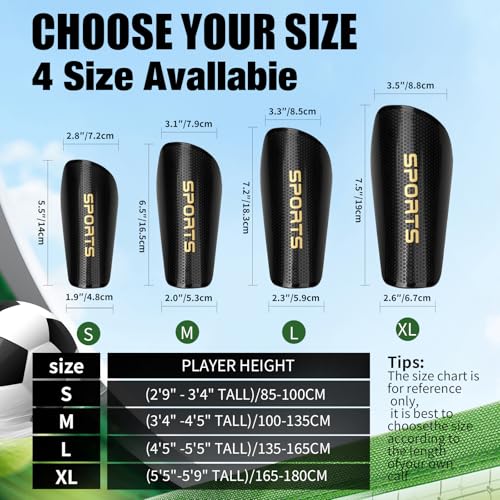 Soccer Shin Guards for Kids Youth Adults - Shin Pads and Sleeves Set with Optimized Insert Pocket for Boys Girls Men Women for Football Games - Protective Soccer Equipment(3 in 1)