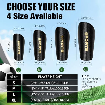 Soccer Shin Guards for Kids Youth Adults - Shin Pads and Sleeves Set with Optimized Insert Pocket for Boys Girls Men Women for Football Games - Protective Soccer Equipment(3 in 1)