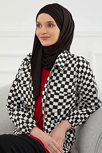 Aisha's Design Instant Hijab Scarves for Women, 95% Cotton Pretied Bonnet Turban Easy to Wear Cotton Headscarf - color: Black