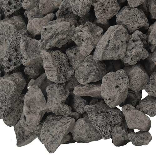 20 lbs Black Lava Stones, Durable Fire Pit Lava Rocks | Lava Rocks for Gas Grill,Fire Pit Tables,Gas Fireplace Rocks,0.8-1.2 Inch Fire Pit Stones for Outdoor Grills and Landscaping - color: Black Lavaa Rock, size: 0.8"-1.2" 20LB