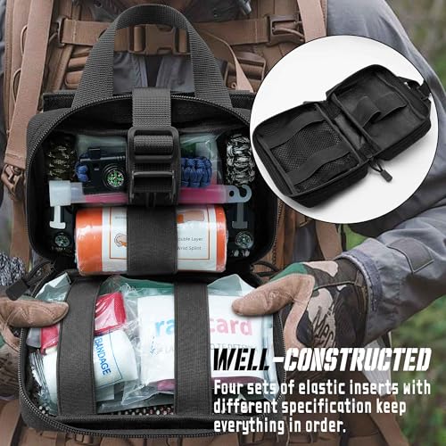 Upgrade Molle Rip Away Ifak Pouch, Tactical Small Belt First Aid Pouch Medical Utility EMT Pouch Only - color: Upgrade - Black
