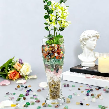 Clear Quartz Crystal Chips Bulk Tumbled Stones 0.9LB,0.35-0.5 Inch Crushed Crystal Rocks for Aquarium Fish Tank DIY Jewelry Vase Filler Aquarium Gravel Plant Pot - color: White, size: 0.9lb