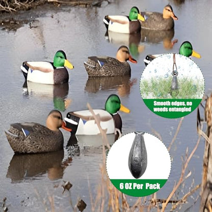 Texas Duck Decoy Rigs Weights Tangle Free Duck Hunting Decoy Rigs with A Large Gold Padded Carabiner, Waterfowl Decoy Rigs Anchors for Duck Hunting 12pack - color: 6OZ 60In