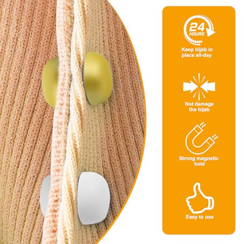 Hijab Magnets Strong Pinless Hijab Pins for Women, No-Damage to Fabric Headscarf Clips, Multi-Use Magnetic Pins for Cloth, Scarf, Dress (12 Pairs) - color: 12 pairs
