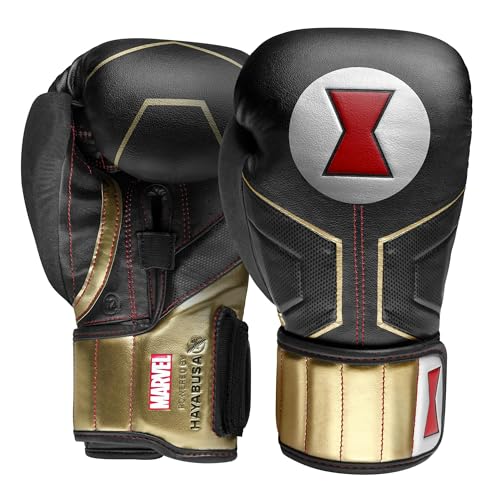 Hayabusa Marvel Hero Elite Boxing Gloves | Sparring and Training, Muay Thai Kickboxing, Fight Ready, Licensed Design, Padded Knuckle, 10oz 12oz 16oz, Men and Women - color: Black Widow, size: 16oz
