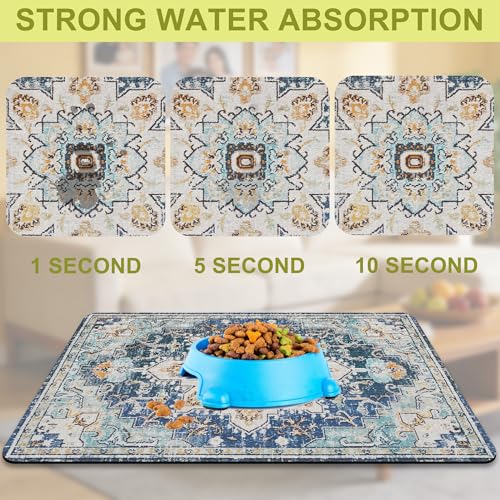 Cat Food Mat Pet Feeding Mats Dog Bowls Mat Cat Water Mat 12x20 Inch Boho7 - color: Bohemia Style 07