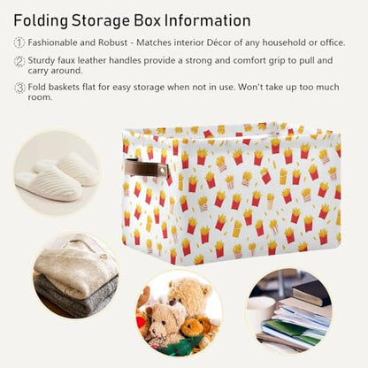 Pfrewn Storage Basket French Fries (1) Collapsible Rectangular Storage Boxes Organizer Shelf Basket Book Storage Bin for Nursery 1 Pack - size: 1 Pack