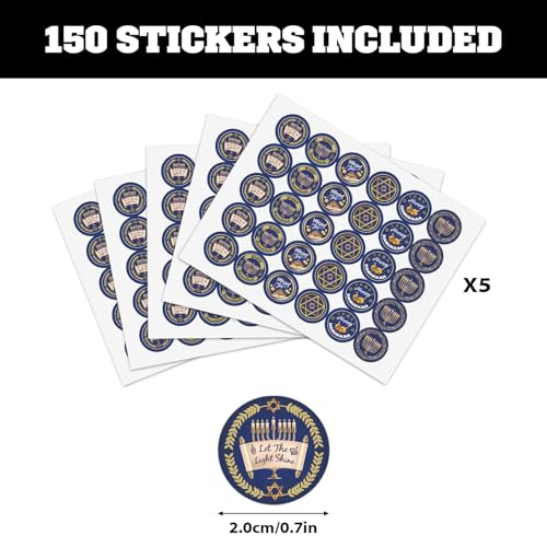Happy Hanukkah Kiss Sticker Labels - Chanukah Party Round Candy Sticker Favors - Jewish Holiday Labels Fit Chocolate Candy (Set of 150) - color: Hanukkah